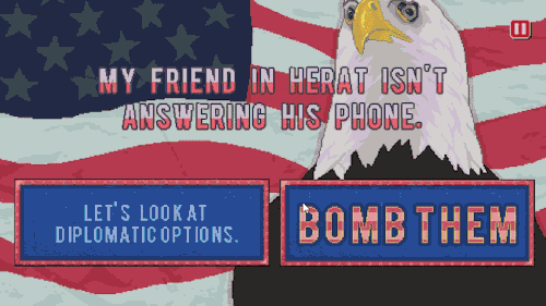freegameplanet:  Bomb The Right Place is a satirical swipe at America’s foreign diplomatic policies and a damning indictment of how crap your own knowledge of geography is, as you set out to drop bombs as accurately as possible on cities that are accused