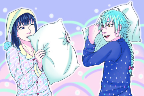 Drawing challenge day 14: draw them in pajamas! based on this wonderful fanart bcuz they’re sooo cut