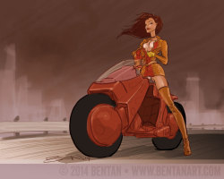 bentanart:  Akira Bike GIrl by BenTanArt