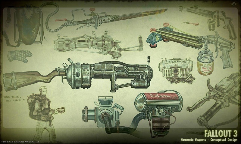 The Wasteland Survival Guide Fallout 3 Concept Art Homemade Weapons