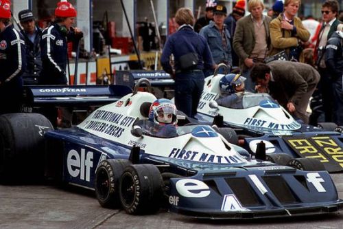 motorsportsarchives:Team Tyrrell drivers Patrick Depailler (front) and Ronnie Peterson Canadian GP 1