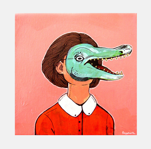 gnomelust:  “Gator Girl” 6 x 6 in Acrylic Paint and Micron Here on my Etsy (x)