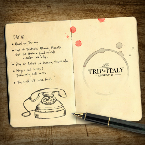 Keep filling out your journal, and filling up on pasta.
