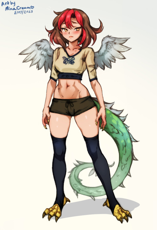   Continuing my work on Maidens and Monsters comic characters, here’s the basilisk, Scoria! I’ve included a height chart so you can see how she compares with Carrin. ;) The casual outfits aren’t quite right for her, with the exception