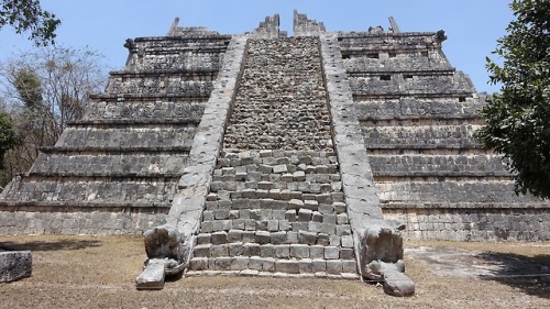 El Osario (Chichén Itzá, Mexico).  This step pyramid has staircases on each side, and a temple at th