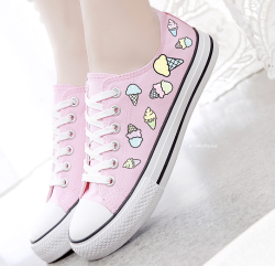 pinkchyuu:  Cute Ice Cream Canvas Shoes -