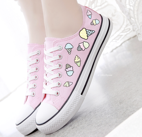 Porn pinkchyuu:  Cute Ice Cream Canvas Shoes - photos