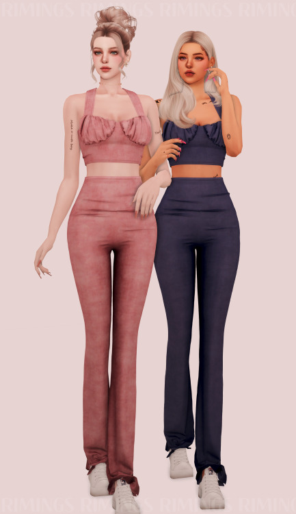 [RIMINGS] Aesthetic Velvet Outfit - FULL BODY- NEW MESH- ALL LODS- NORMAL MAP- 16 SWATCHES- HQ COMPA