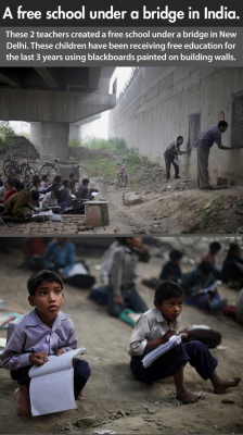 cynicalbitchmuppet:  frenchchairs:  It is an unusual school in an unusual location and is run by an unusual teacher. Rajesh Kumar is a shopkeeper by profession but spends hours every morning teaching around 80 children from the poorest of the poor in
