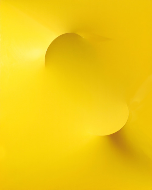 Agostino Bonalumi (Italian, 1935-2013), Giallo [Yellow], 1968. Shaped ciré fabric, 150 x 120 