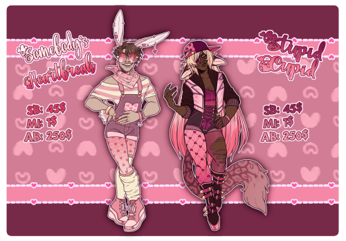 indig0tea:I made some adopts for valentines day!! You can bid on them here! &lt;3