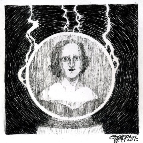 Mab’s Drawloween Club Days 19 & 29: a Seance withMary Shelly! Not my favorite but it works. #mab