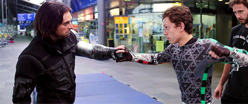 buckiys:Sebastian Stan and Tom Holland behind-the-scenes in Captain America: Civil War (2016)