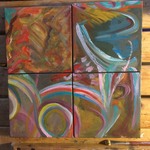 Some brand new painting. Small work as a group of four or as a group of 5 that all fit together. Mor