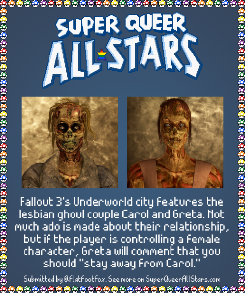 superqueerallstars: Carol and Greta from Fallout 3.