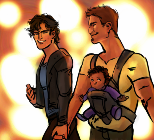 stained-glass-sketchbook:dick &amp; roy being cute dads (pls ignore that I kindaaaa forgot to dr