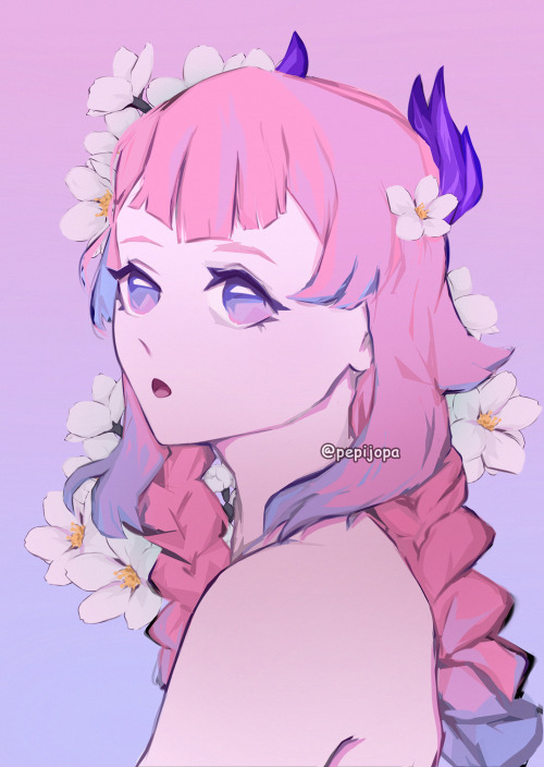 pepijopa:elegance ♡ prints / twitter / kofi ♡ [ID: Portrait drawing of a character with a pale compl