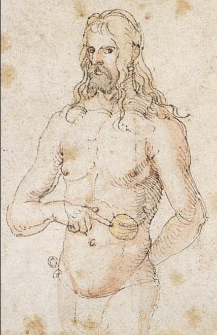 desimonewayland:  Albrecht Dürer, Self-Portrait during Illness, 1512-15, Kunsthalle, Bremen, coloure