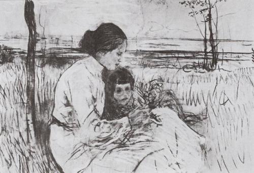 artist-serov: Children of the artist. Olga and Anton Serov, 1906, Valentin Serov