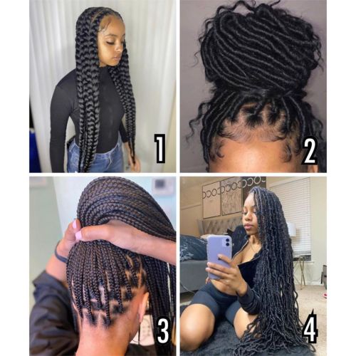 Which one?ALL please #2frochicks #boxbraids #braids #fauxlocs #hair2mesmerize #protectivestyles #hea