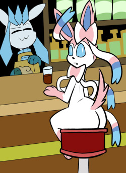 pembrokewkorgi: @cladz getting a drink at a bar… where seemly the bartender is @pencil-rebagels? x3