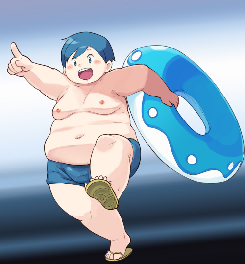 hauntedcrownprince: nikubon:pokemon boys get fat I love the 4 fat boys nude even the 4th one in blue