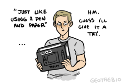 geothebio:  geothebio:  steve rogers adjusting to technology and using a pen tablet though  bonus:  