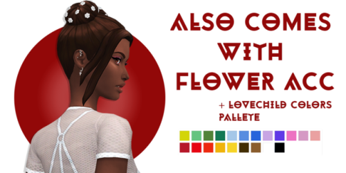 breathin-sims: Sayuri Hair BGC All Lods Hat Compatible 18 EA Colors The little flowers has been reco