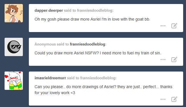 ponecowdoodles:  * All these requests seem to have tuckered out poor Asriel. He’s