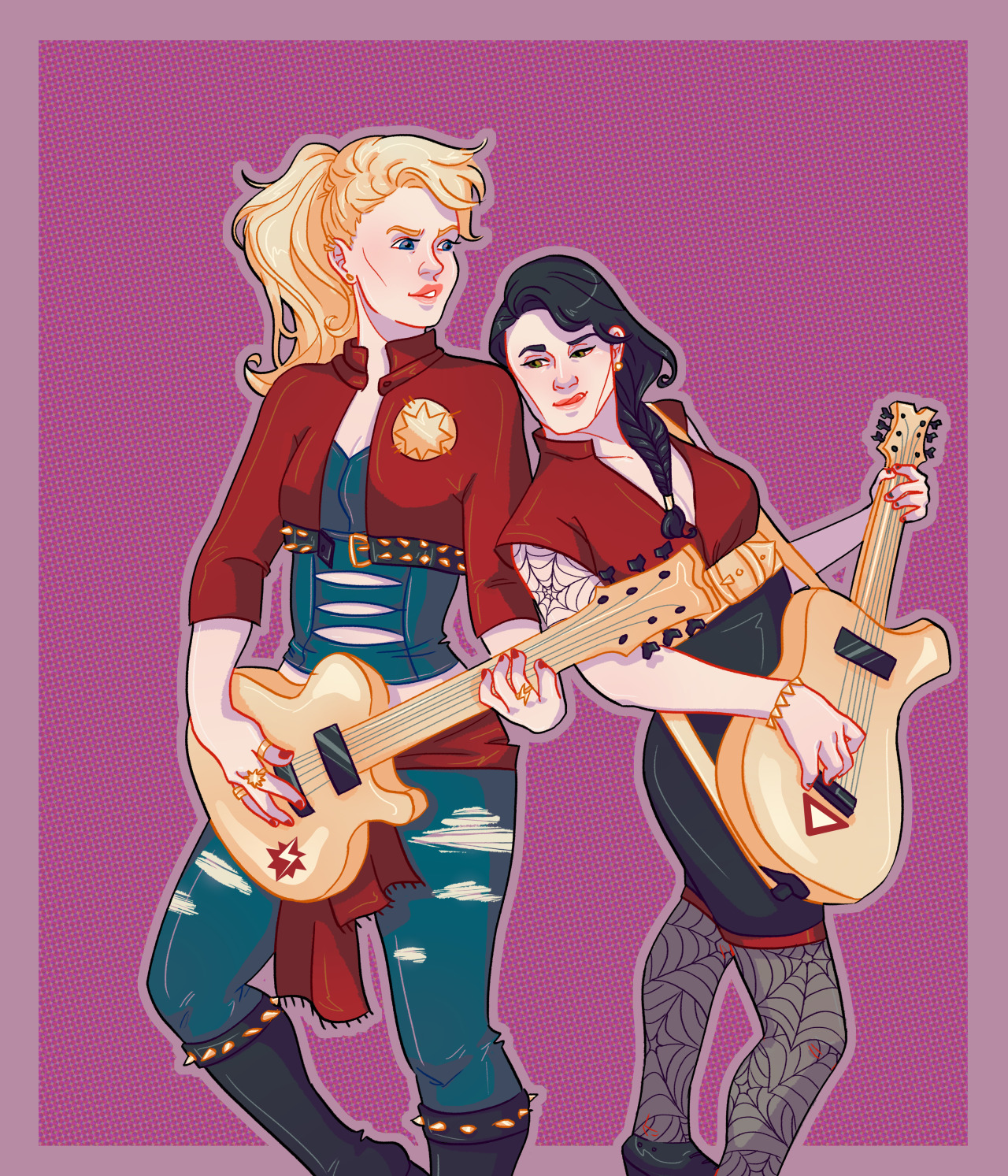 kelslk:  but what if carol and jess rock duo au awesome outfits are by vyllalala