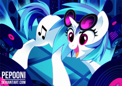 pepoodraws:  Vinyl Scratch by pepooni  x3! Cuuuute~! &lt;3