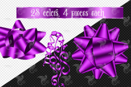 Gift Ribbons and Bows Clipart Graphic by Digital Curio 112 separate images of colorful gift bows and
