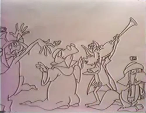 Concept art and character sketches from the 1990 Catalan feature-length animated film, Peraustrínia 