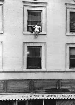  A series of photos of a woman committing suicide by jumping out her window. The photographer and date is unknown. via The Cabinet Of Photographic Curiousities 