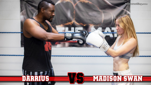 htmuniverse:New maledom mixed boxing! Darrius vs Madison Swan Part 1 on htmwrestling.com/l/ma