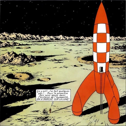 The nuclear-powered rocket from the Tintin comic, DESTINATION MOON (1953), and its sequel. The scale