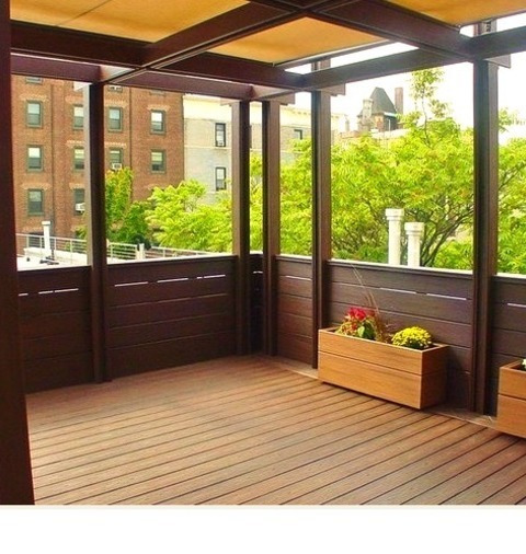 Rooftop In New YorkExample Of A Large Transitional Rooftop Deck Design With An Awning