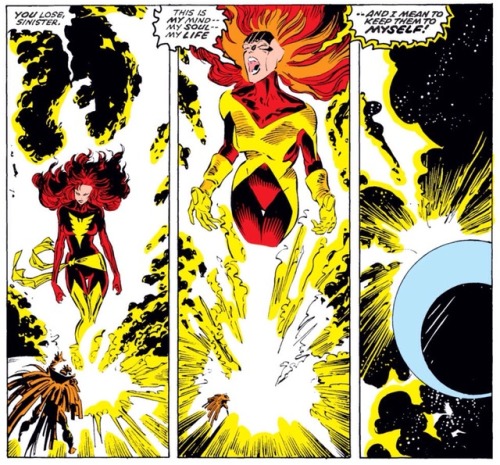 transmissionsgeekroom:  Madelyne, Jean, and the Phoenix make peace.  Uncanny X-Men #243 April 1989 Marc Silvestri, Hilary Barta, and Chris Claremont