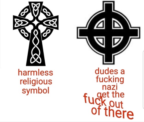 organasrey:how to react to 2 different types of celtic cross that you might see tattooed on someones