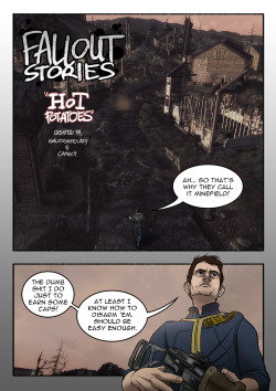 galoogamelady:  Finally, the first page of our Fallout comic with cameronaugust is here!Hot Potatoes is the story of how our lone wanderer, Mac lost his arm.[PAGE 2][PAGE 3][PAGE 4] 