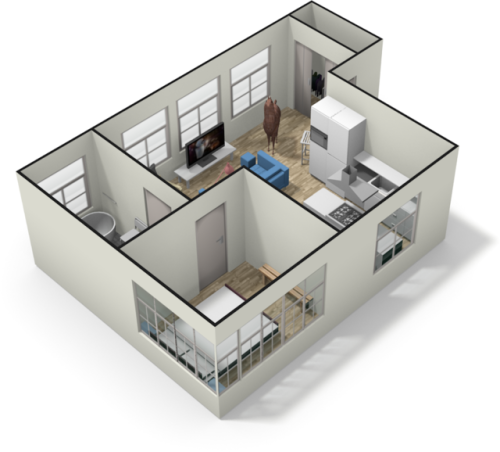 gogoichirin:I built a floor plan based on photos from the Scandinavian apartment used for Viktor’s a