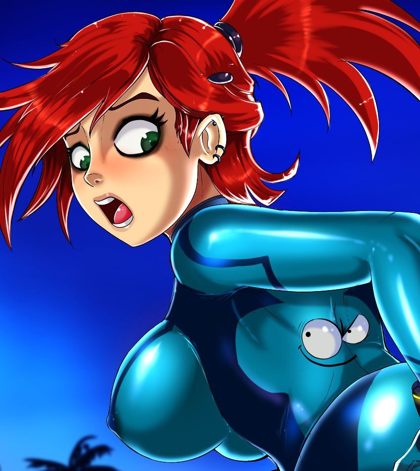 shadbase:  Bloo Suit Frankie Little spinoff pinup of the BLoo Panties comic up on