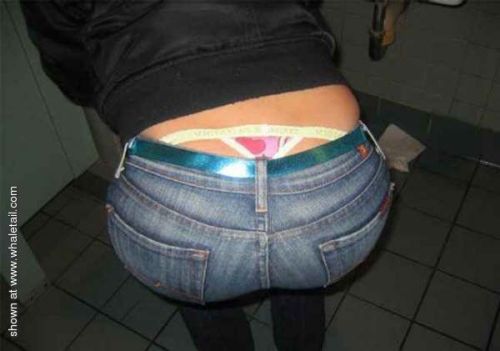 A nice butt in jeans with a v-string popping out. Love it!