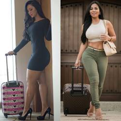 sexiestcreations:  @missmelissaalvarez &amp; @missdollycastro Rollin they luggage in style 😍😍😍😍 #Baddies #TooSexy #Curvy #MelissaAlvarez #dollycastro