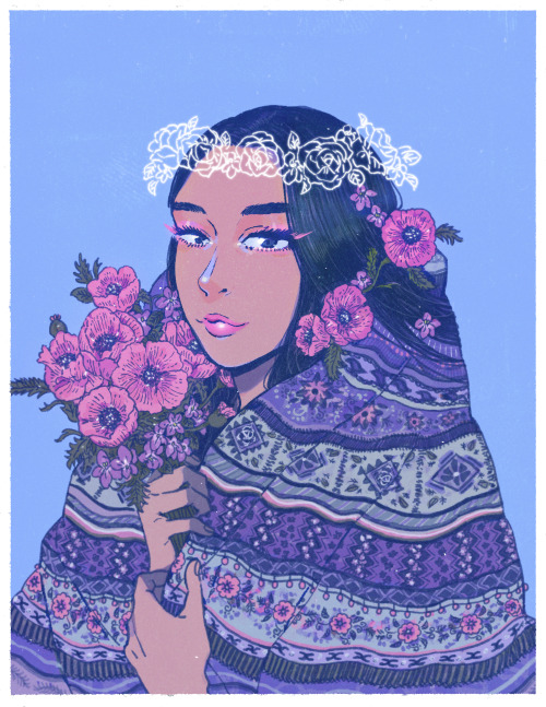 Portrait commission for beautiful Emma! Was requested to be purple / blue / pink / orange dull sunse