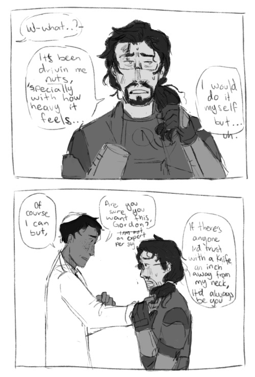 cisphobicscrina: gordos-feeman: I had this headcanon of Gordon going through a symbolical haircut ch