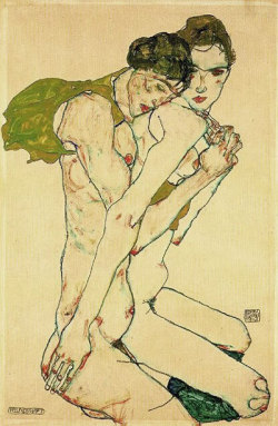 euo:Egon Schiele depicting lovers.