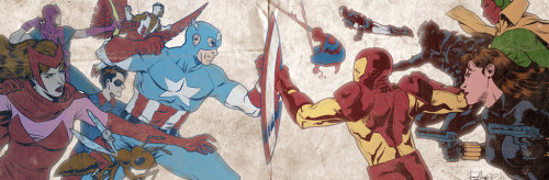 darkandcreepycomics: Civil War banner for Blastoff Comics by elena-casagrande