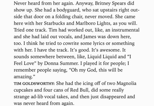 Eternal mood is Britney Spears recording a track written by James Murphy that just fucking exists I 