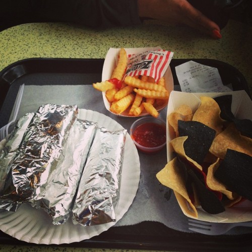 andreadailey1:  Fish tacos, fries and chips       #fishtacos #zesto #yum  Everything you eat makes me hungry!